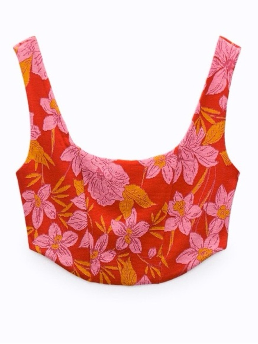 Zara Floral Jacquard Knit Crop Top